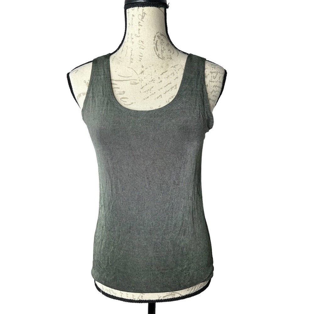 Chico's Travelers Fatigue Cross Dye Olive Green Tank Top 1 Medium